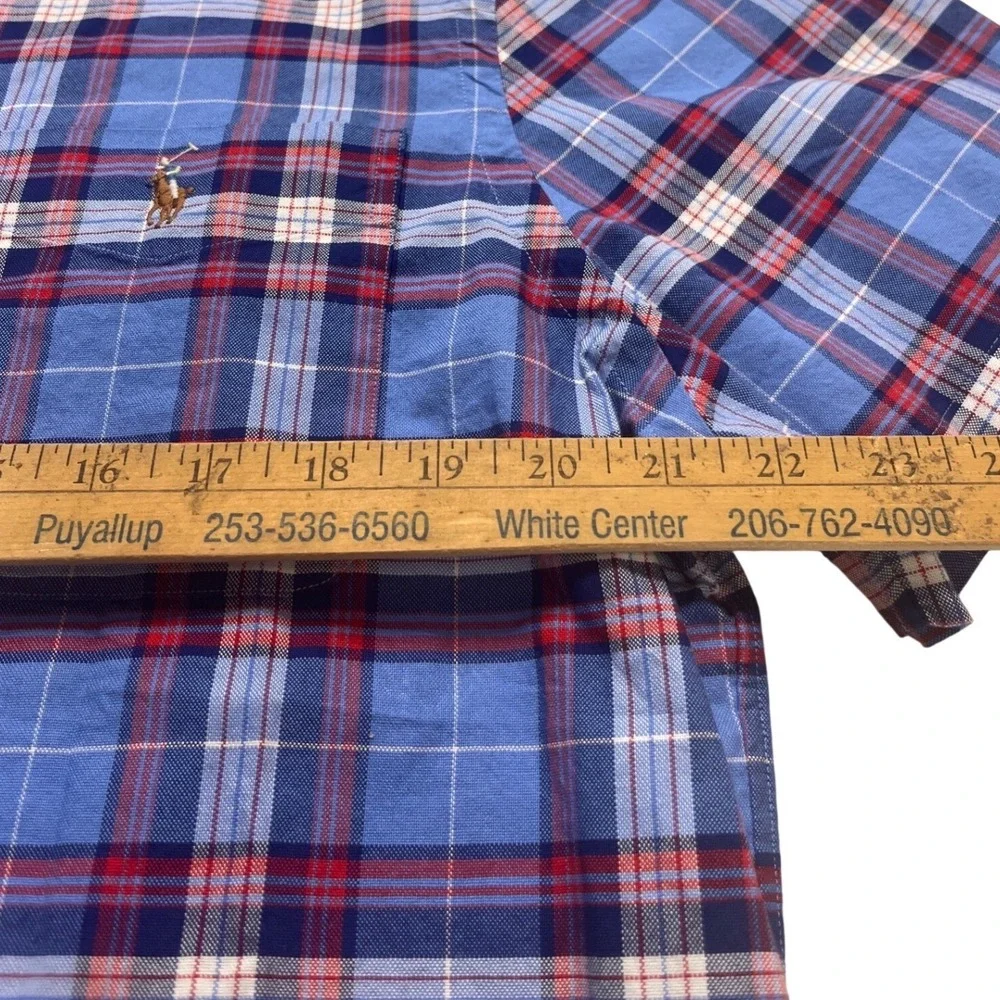 Polo Ralph Lauren Men XXL Slim Fit Untucked Plaid Short Sleeve Button Down Shirt